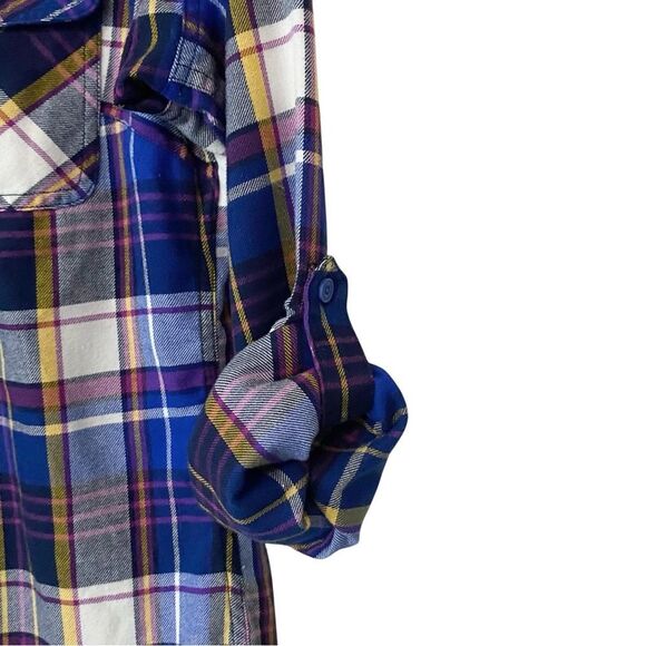 Duluth Trading Co. Womens Small Plaid Flannel Button Up Shirt Roll Tab Sleeve - Picture 3 of 8